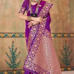 Evanescent Purple Soft Banarasi Silk Saree With Surreptitious Blouse Piece