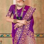 Evanescent Purple Soft Banarasi Silk Saree With Surreptitious Blouse Piece