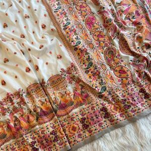 Quintessential Beige Nylon Dola Pashmina Saree With Smashing Blouse Piece
