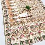 Stunner Beige Nylon Dola Pashmina Saree With Fragrant Blouse Piece