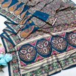 Trendy Blue Nylon Dola Pashmina Saree With Precious Blouse Piece