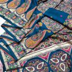 Trendy Blue Nylon Dola Pashmina Saree With Precious Blouse Piece