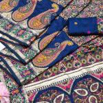 Majestic Navy Blue Nylon Dola Pashmina Saree With Angelic Blouse Piece