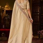 Prodigal Beige Handwork Kanjivaram Silk Saree With Winsome Blouse Piece