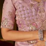 Resonant Lavender Handwork Kanjivaram Silk Saree With Precious Blouse Piece