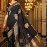 Susurrous Black Pure Zari Weaving Banarasi Silk Saree With Lassitude Blouse Piece
