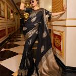 Susurrous Black Pure Zari Weaving Banarasi Silk Saree With Lassitude Blouse Piece