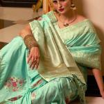 Propinquity Sea Green Pure Zari Weaving Banarasi Silk Saree With Zephyr Blouse Piece