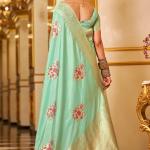 Propinquity Sea Green Pure Zari Weaving Banarasi Silk Saree With Zephyr Blouse Piece