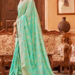 Proficient Turquoise Banarasi Satin Silk Saree With Palimpsest Blouse