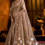 Flameboyant Brown Soft Banarasi Tissue Silk Saree With Propinquity Blouse Piece