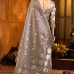 Profuse Grey Soft Banarasi Tissue Silk Saree With Radiant Blouse Piece