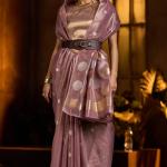 Fantabulous Lavender Soft Banarasi Tissue Silk Saree With Panache Blouse Piece
