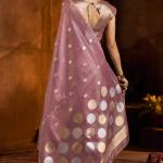 Fantabulous Lavender Soft Banarasi Tissue Silk Saree With Panache Blouse Piece