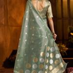 Murmurous Sea Green Soft Banarasi Tissue Silk Saree With Enticing Blouse Piece