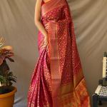 Majestic Dark Pink Patola Silk Saree with Alluring Blouse Piece