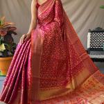 Majestic Dark Pink Patola Silk Saree with Alluring Blouse Piece
