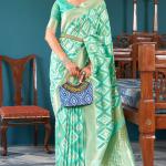 Glorious Turquoise Cotton Silk Saree With Sophisticated Blouse Piece