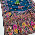 Flattering Blue Nylon Dola Pashmina Saree With Effulgent Blouse Piece