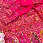 Snazzy Dark Pink Nylon Dola Pashmina Saree With Energetic Blouse Piece