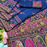 Scrumptious Navy Blue Nylon Dola Pashmina Saree With Felicitous Blouse Piece