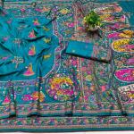 Mellifluous Rama Nylon Dola Pashmina Saree With Sensational Blouse Piece