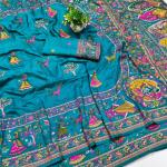 Mellifluous Rama Nylon Dola Pashmina Saree With Sensational Blouse Piece