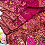 Smashing Wine Nylon Dola Pashmina Saree With Embellished Blouse Piece