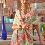 Outstanding Pista Cotton Silk Saree With Girlish Blouse Piece