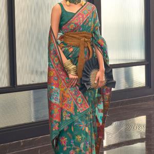 Jazzy Rama Cotton Silk Saree With Desiring Blouse Piece