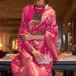Glowing Dark Pink Soft Banarasi Silk Saree With Adorable Blouse Piece
