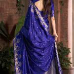 Desuetude Royal Blue Pure Zari Weaving Banarasi Silk Saree With Sumptuous Blouse Piece