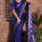 Desuetude Royal Blue Pure Zari Weaving Banarasi Silk Saree With Sumptuous Blouse Piece