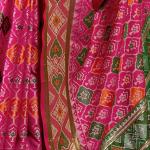 Vivacious Dark Pink Patola Silk Saree with Hypnotic Blouse Piece