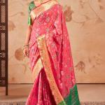 Resonant Pink Patola Silk Saree with Excellent Blouse Piece