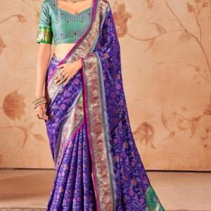 Winsome Royal Blue Patola Silk Saree with Enamoring Blouse Piece
