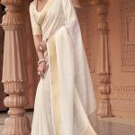 Sumptuous Off White Cotton Silk Saree With Stunning Blouse Piece
