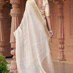 Sumptuous Off White Cotton Silk Saree With Stunning Blouse Piece