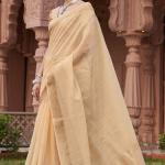 Smart Peach Cotton Silk Saree With Marvellous Blouse Piece