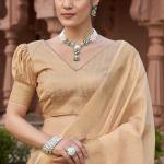 Smart Peach Cotton Silk Saree With Marvellous Blouse Piece