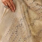 Panache Beige Handwork Linen Silk Saree With Captivating Blouse Piece