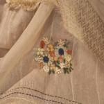 Panache Beige Handwork Linen Silk Saree With Captivating Blouse Piece