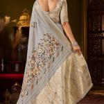 Moiety Grey Handwork Linen Silk Saree With Vivacious Blouse Piece