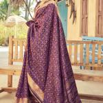 Mesmerising Purple Soft Banarasi Silk Saree With Glamorous Blouse Piece