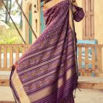 Mesmerising Purple Soft Banarasi Silk Saree With Glamorous Blouse Piece