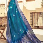 Scintilla Blue Soft Banarasi Silk Saree With Girlish Blouse Piece