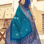 Scintilla Blue Soft Banarasi Silk Saree With Girlish Blouse Piece