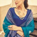 Scintilla Blue Soft Banarasi Silk Saree With Girlish Blouse Piece