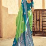 Tremendous Green Soft Banarasi Silk Saree With Epiphany Blouse Piece