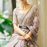 Mesmeric Lavender Lucknowi Silk Saree With Energetic Blouse Piece